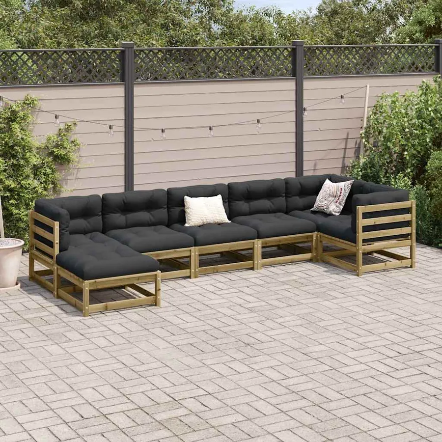 Salon de jardin 7 pcs bois de pin imprégné - 3