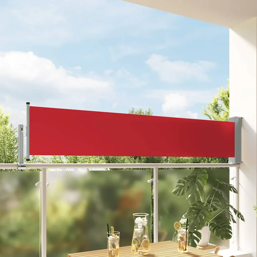 Auvent latéral rétractable de patio 60x300 cm Rouge