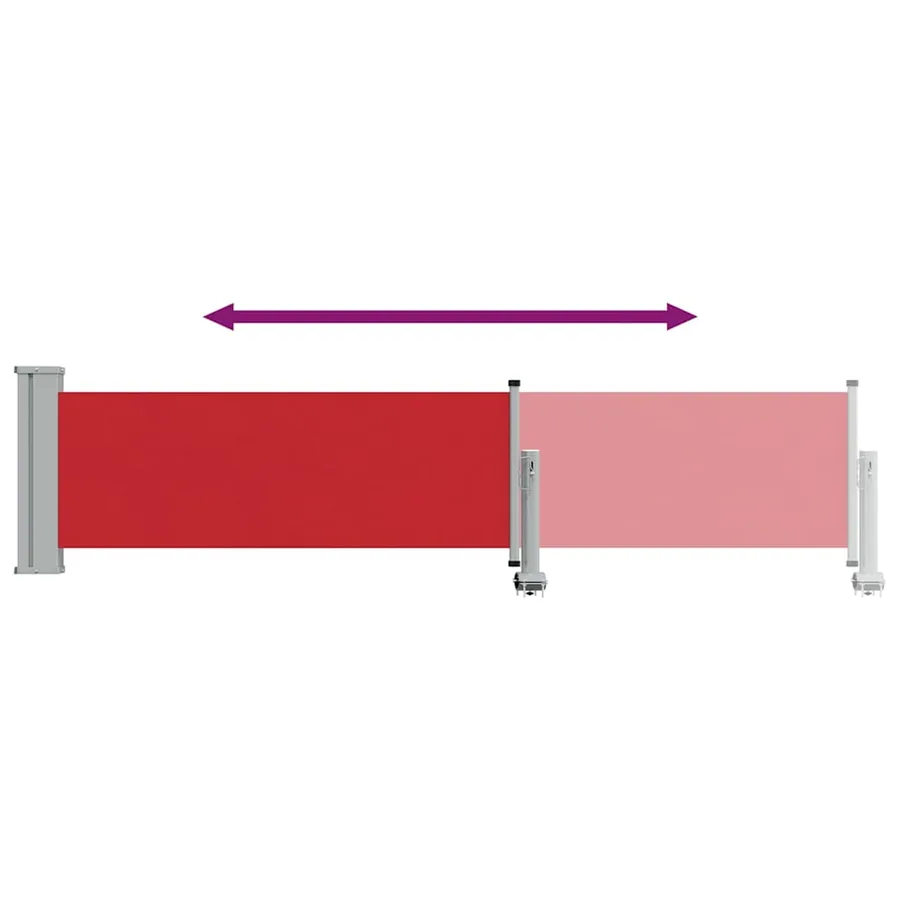 Auvent latéral rétractable de patio 60x300 cm Rouge - 7