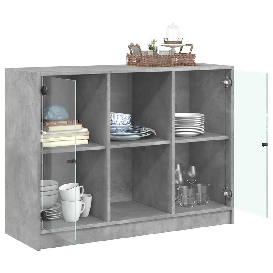 Buffet gris béton 102x37x75,5 cm bois d'ingénierie - 4
