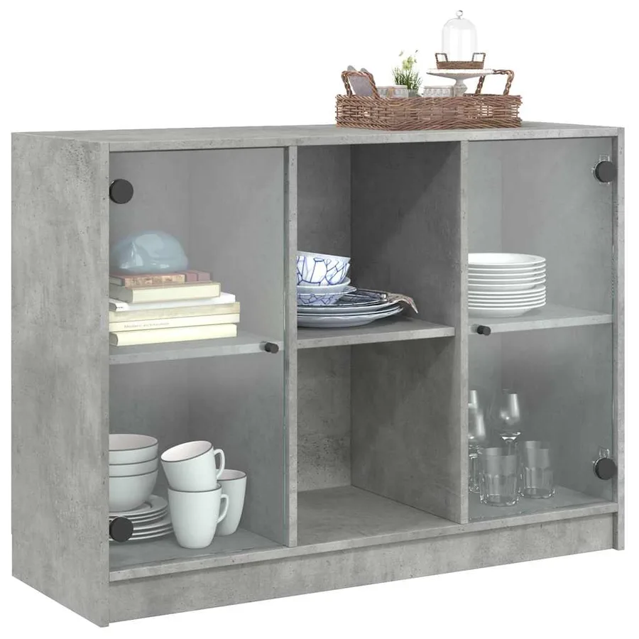 Buffet gris béton 102x37x75,5 cm bois d'ingénierie - 5