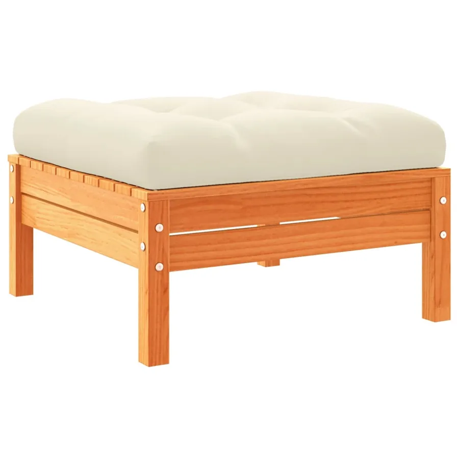 Salon de jardin 5 pcs avec coussins cire marron bois pin massif - 9