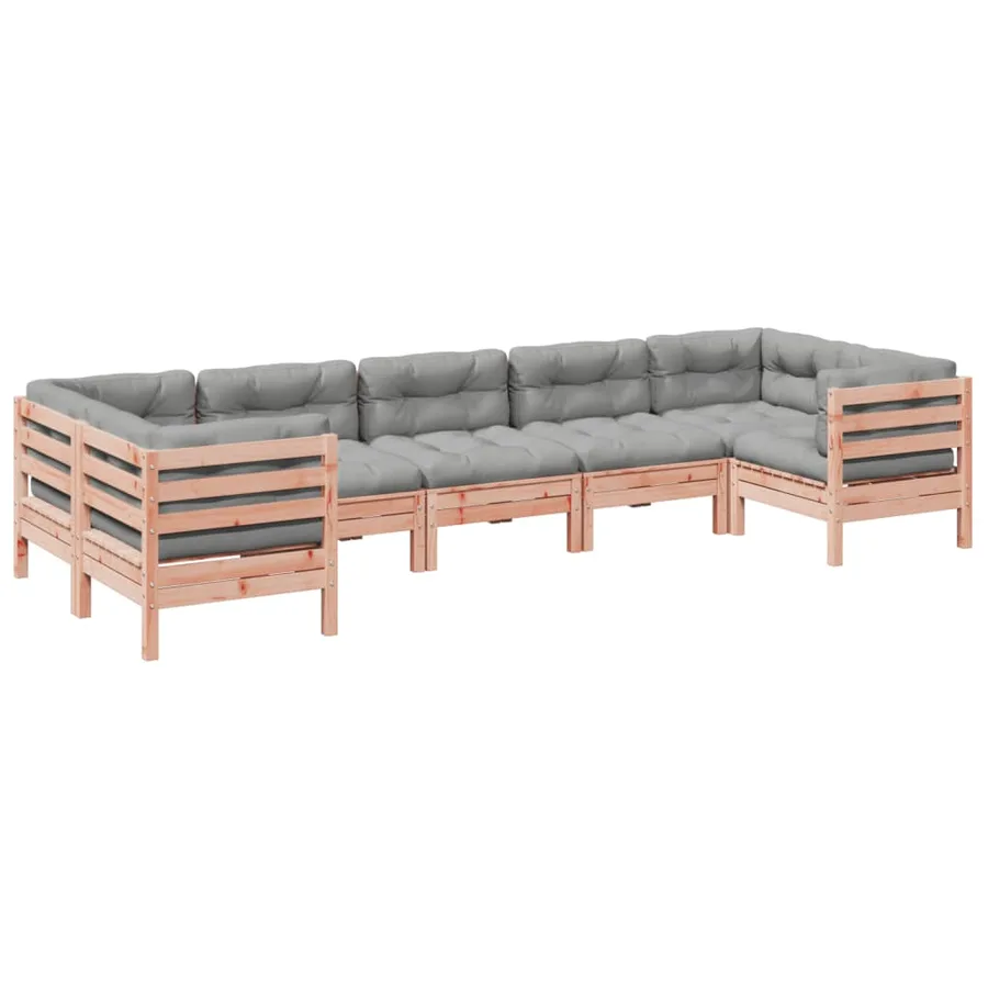 Salon de jardin 7 pcs et coussins bois massif sapin de douglas - 2