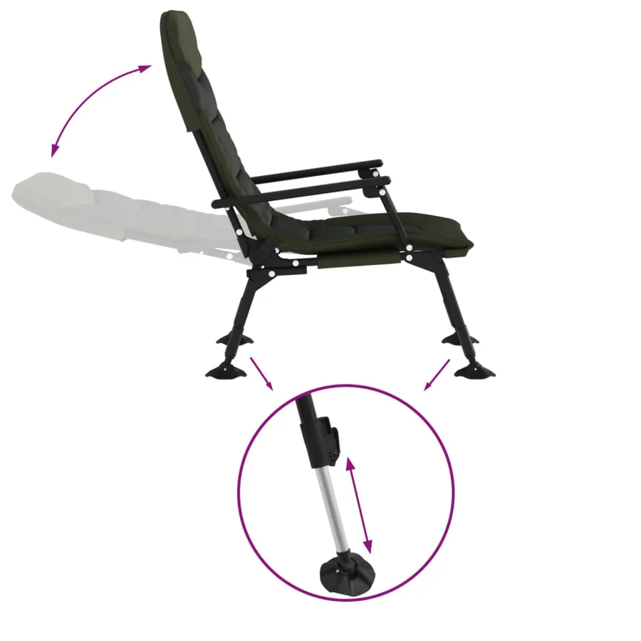 Chaise de pêche avec accoudoir pliable vert - 6