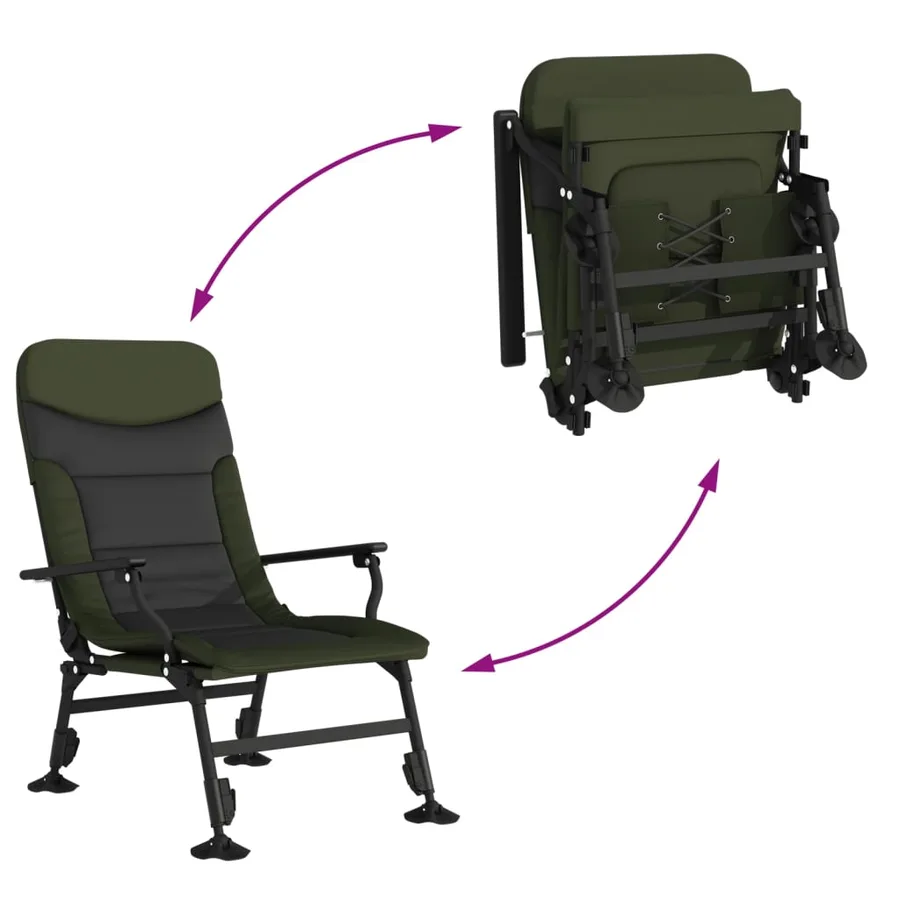 Chaise de pêche avec accoudoir pliable vert - 7