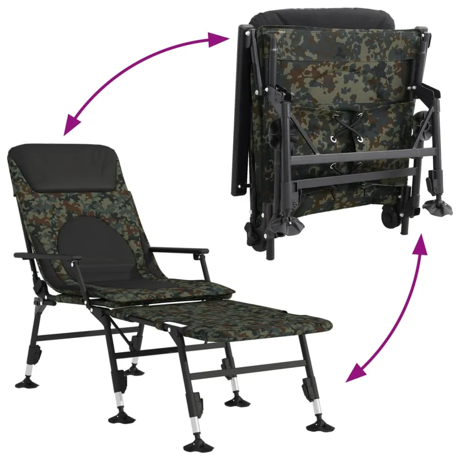 Transat de pêche avec pieds à boue réglables pliable camouflage - 7