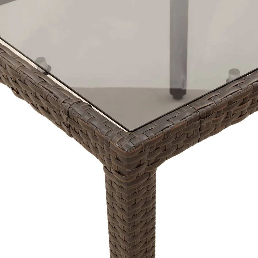 Ensemble à manger de jardin et coussins 7pcs marron rotin verre - 6