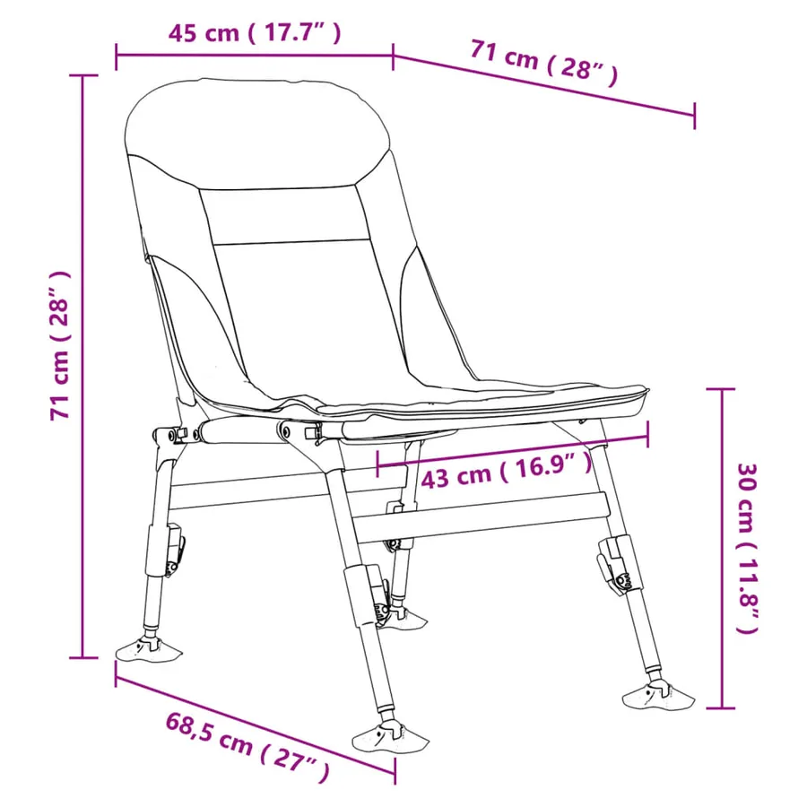 Chaise de pêche avec pieds à boue réglables pliable vert - 11