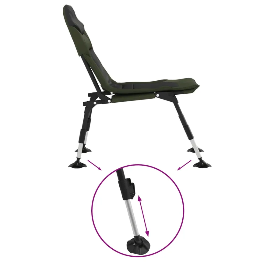 Chaise de pêche avec pieds à boue réglables pliable vert - 6