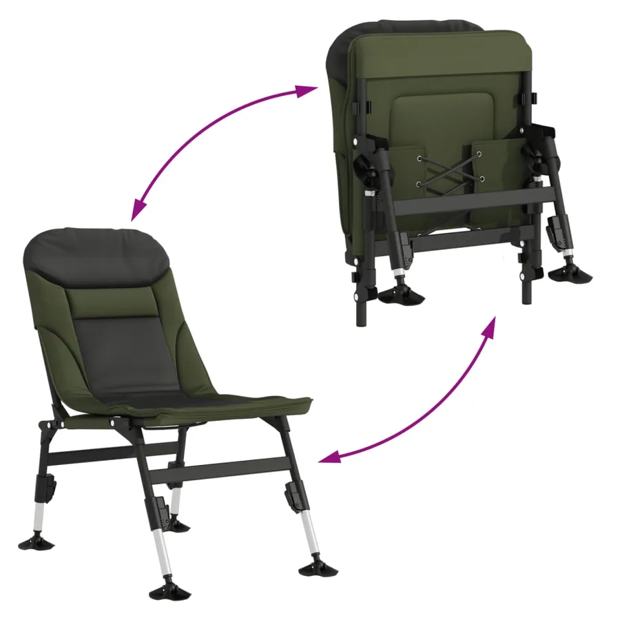 Chaise de pêche avec pieds à boue réglables pliable vert - 7