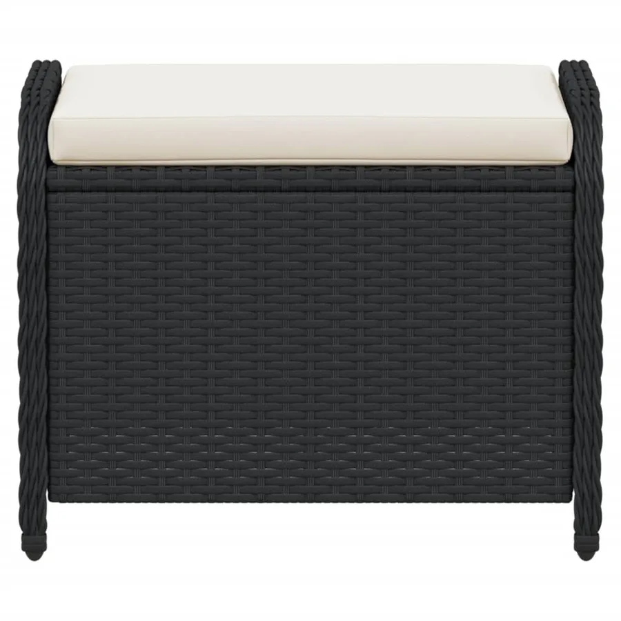 Tabouret de jardin avec coussin noir 58x46x46 cm résine tressée - 4