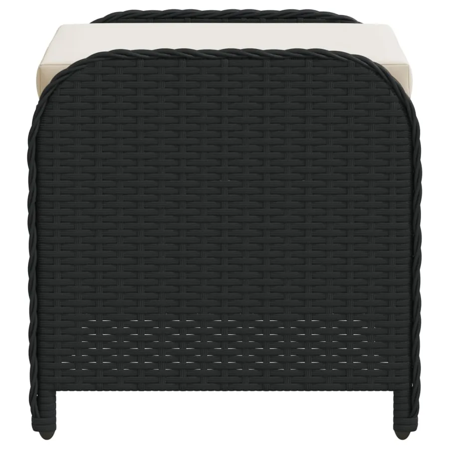 Tabouret de jardin avec coussin noir 58x46x46 cm résine tressée - 5