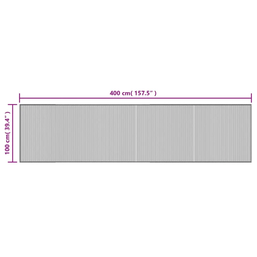 Tapis rectangulaire marron foncé 100x400 cm bambou - 8