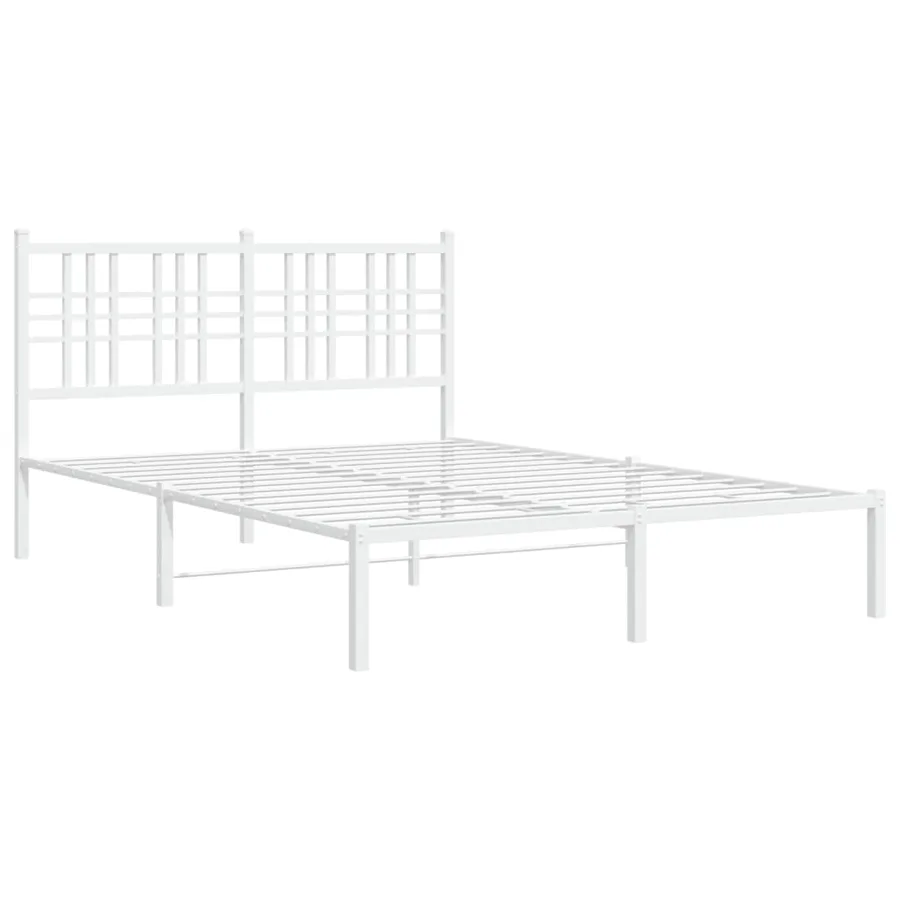 Cadre de lit métal sans matelas et tête de lit blanc 120x190 cm - 3