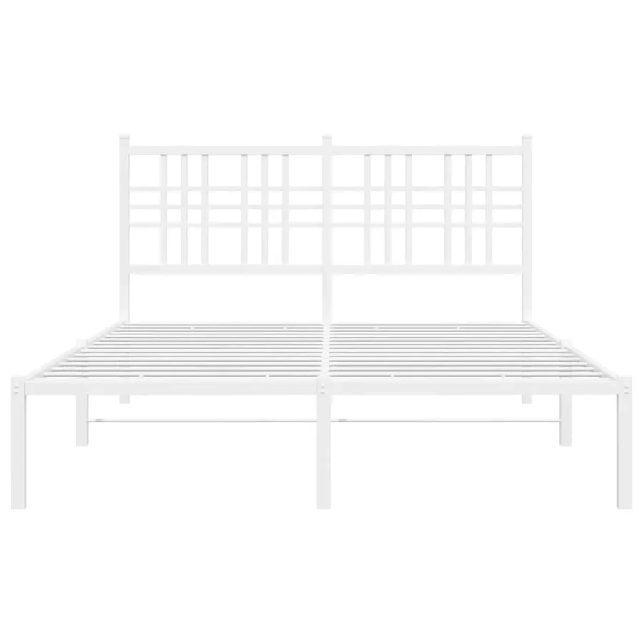 Cadre de lit métal sans matelas et tête de lit blanc 120x190 cm - 4