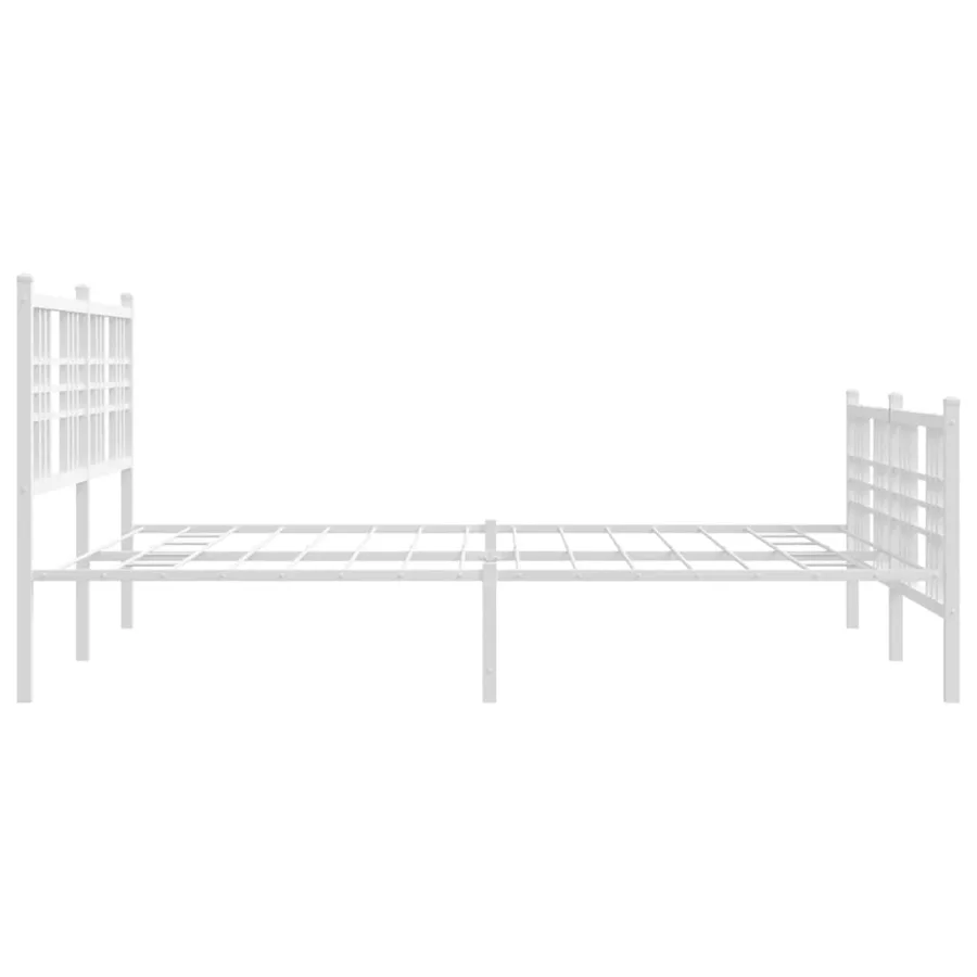 Cadre de lit métal sans matelas et pied de lit blanc 150x200 cm - 5