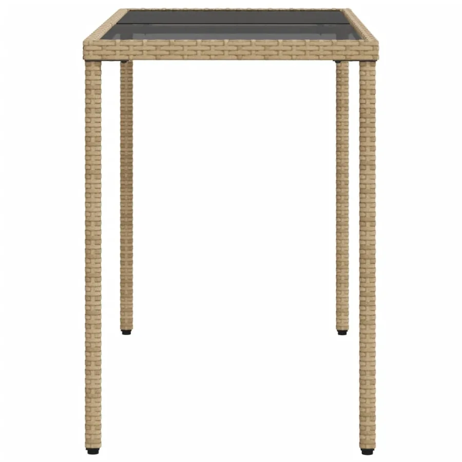 Table de jardin dessus en verre beige 115x54x74 cm poly rotin - 5