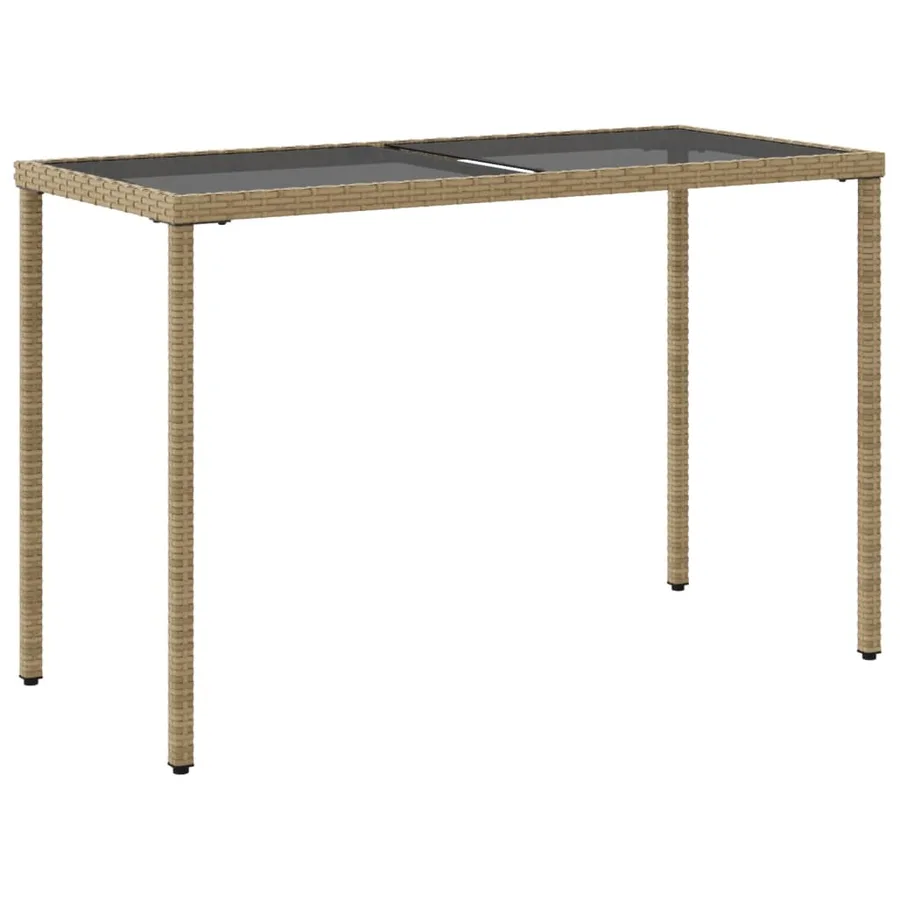 Table de jardin dessus en verre beige 115x54x74 cm poly rotin - 6