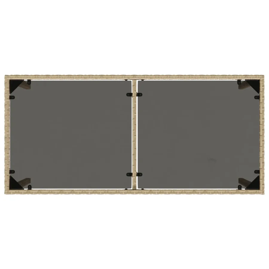 Table de jardin dessus en verre beige 115x54x74 cm poly rotin - 7