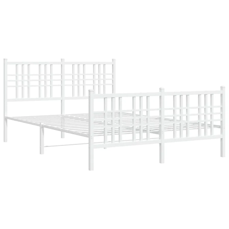 Cadre de lit métal sans matelas et pied de lit blanc 140x190 cm - 3