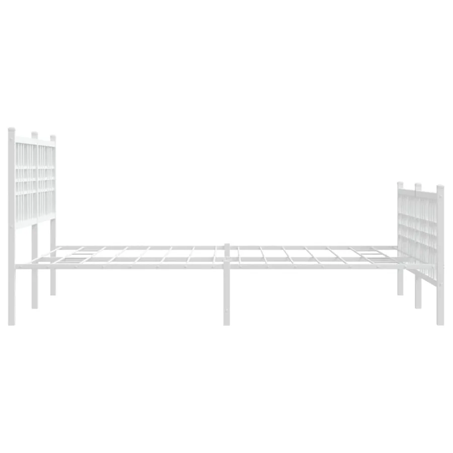 Cadre de lit métal sans matelas et pied de lit blanc 140x190 cm - 5
