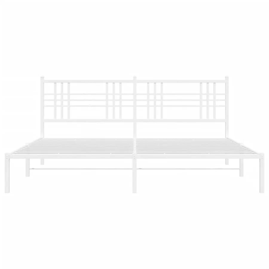 Cadre de lit métal sans matelas et tête de lit blanc 193x203 cm - 4