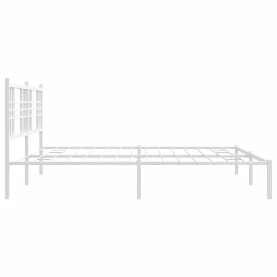 Cadre de lit métal sans matelas et tête de lit blanc 193x203 cm - 5
