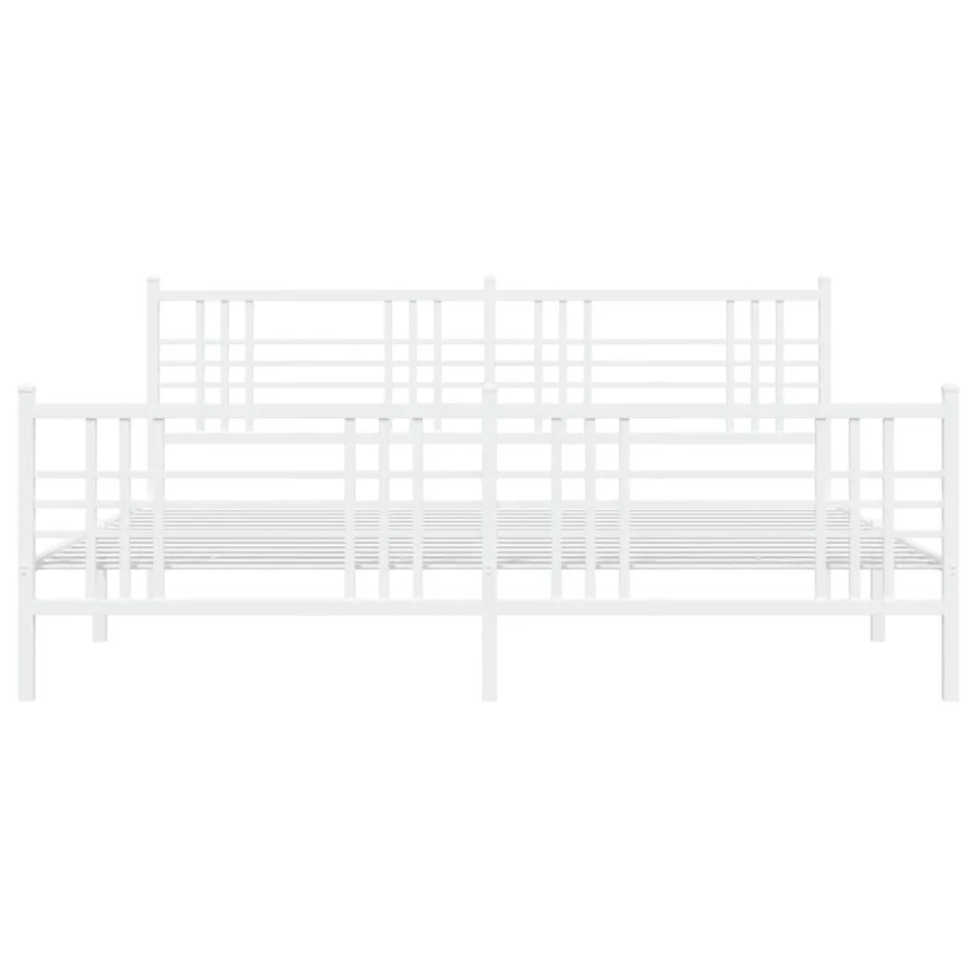 Cadre de lit métal sans matelas et pied de lit blanc 200x200 cm - 4