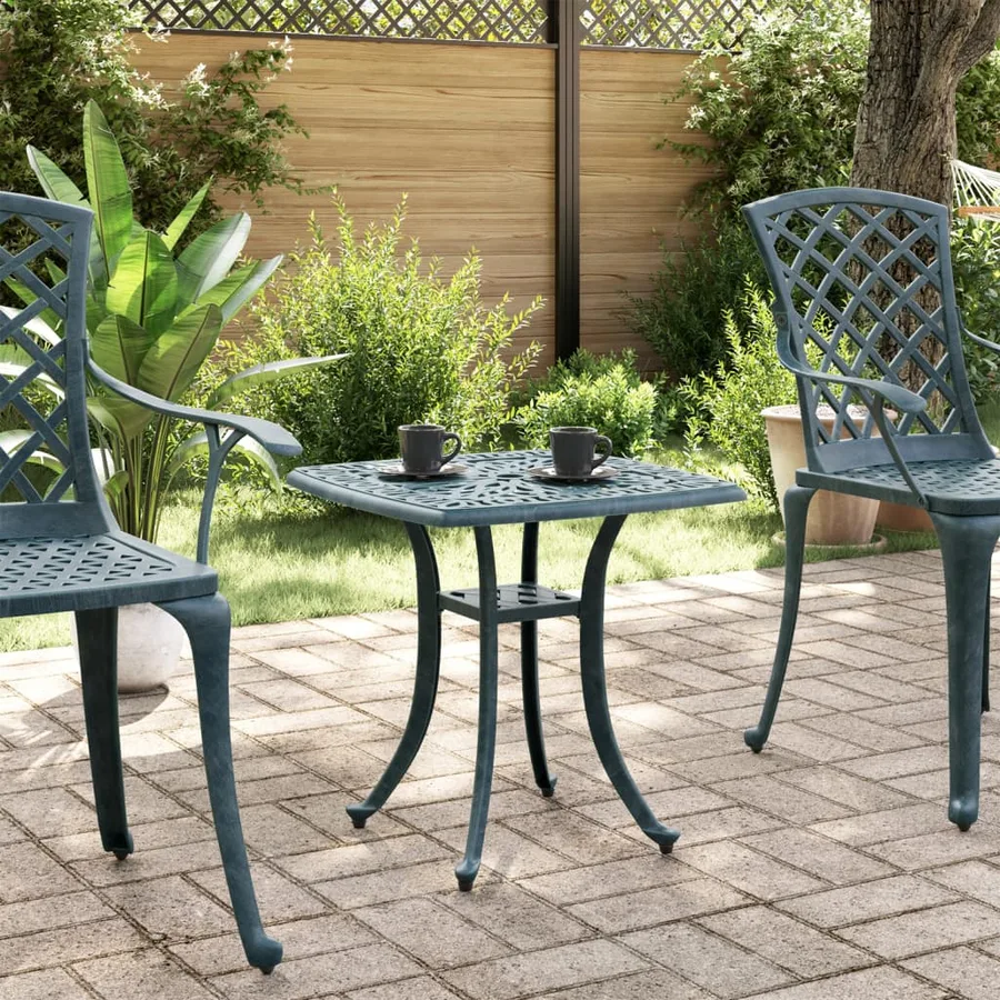 Table de jardin vert 53x53x53 cm aluminium coulé - 3