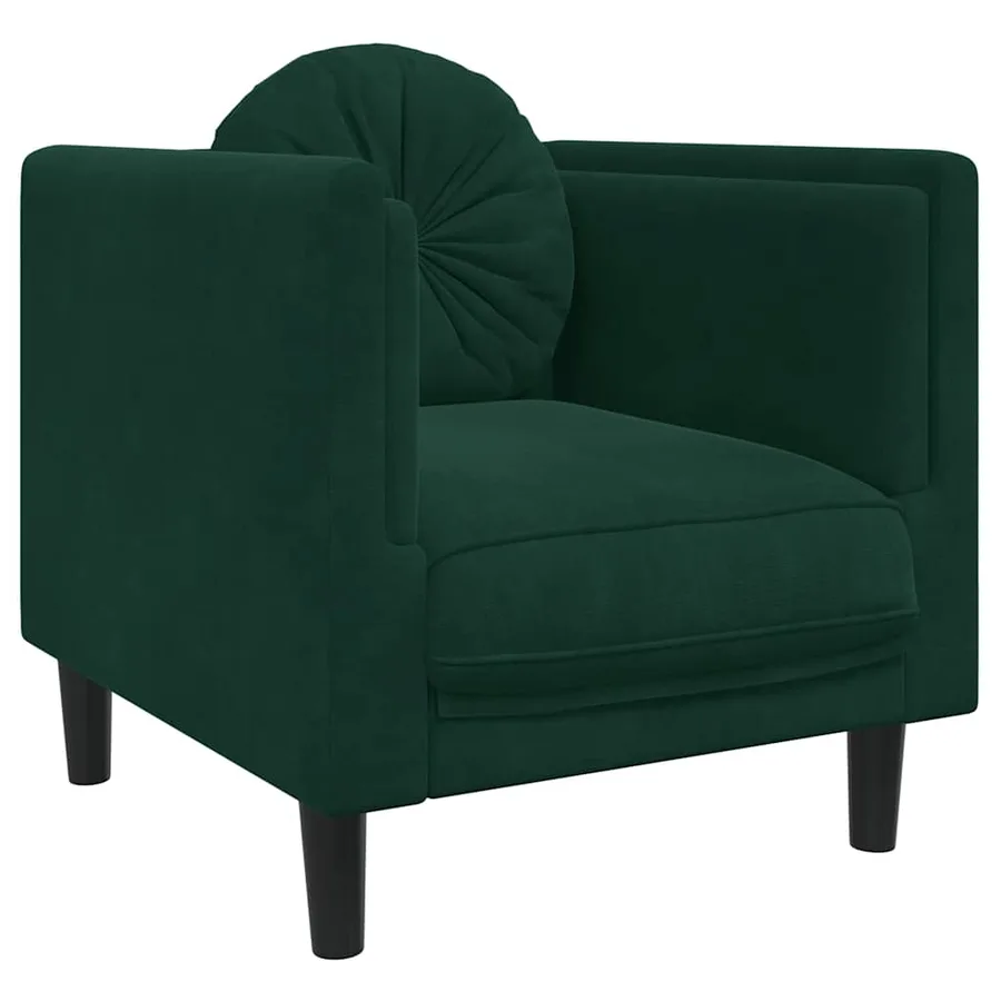 Fauteuil avec coussin vert foncé velours - 2