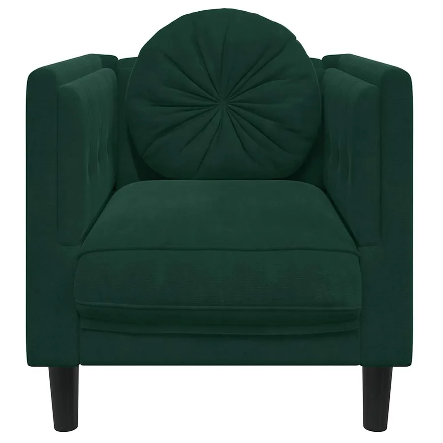 Fauteuil avec coussin vert foncé velours - 4