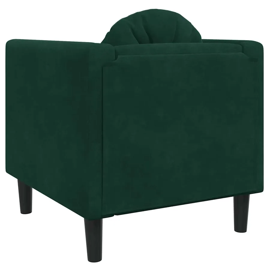 Fauteuil avec coussin vert foncé velours - 6