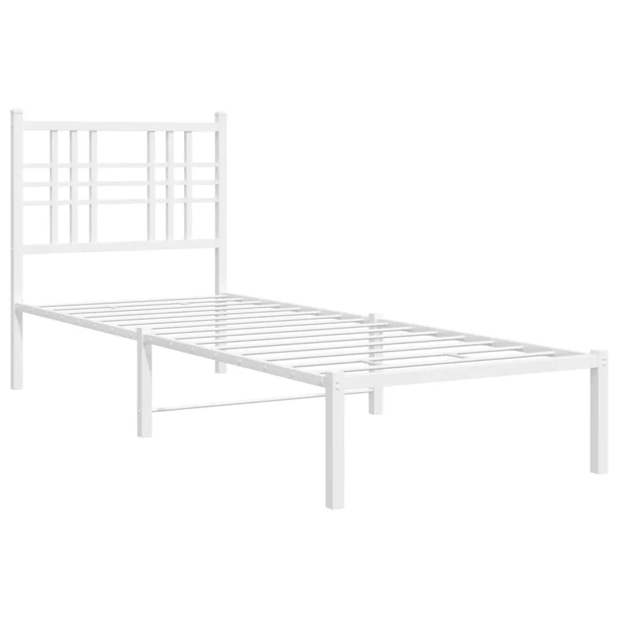 Cadre de lit métal sans matelas avec tête de lit blanc 80x200cm - 3