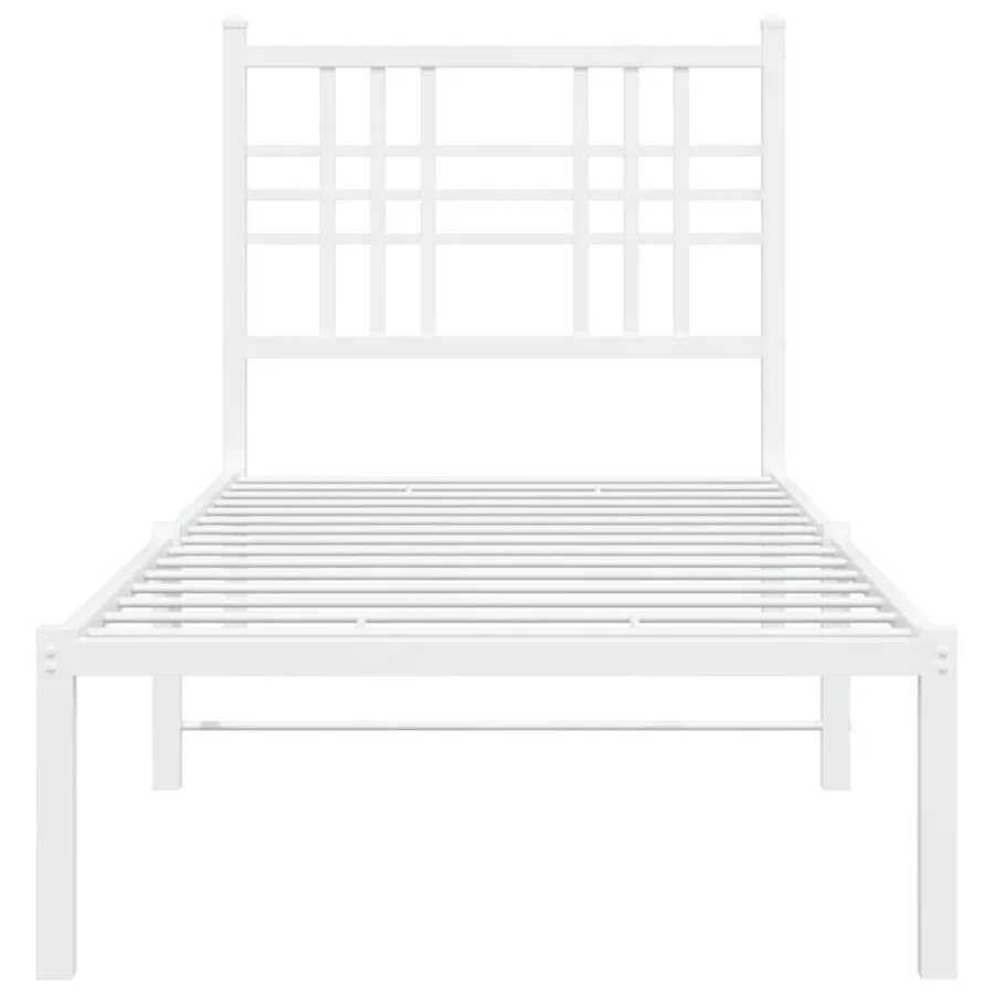 Cadre de lit métal sans matelas avec tête de lit blanc 80x200cm - 4