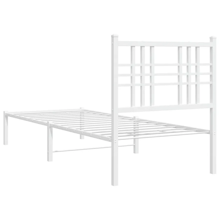 Cadre de lit métal sans matelas avec tête de lit blanc 80x200cm - 6