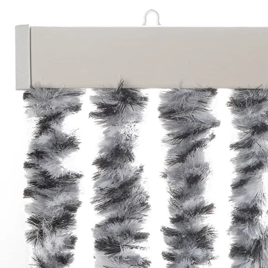 Rideau anti-mouches gris et noir et blanc 100x200 cm chenille - 4