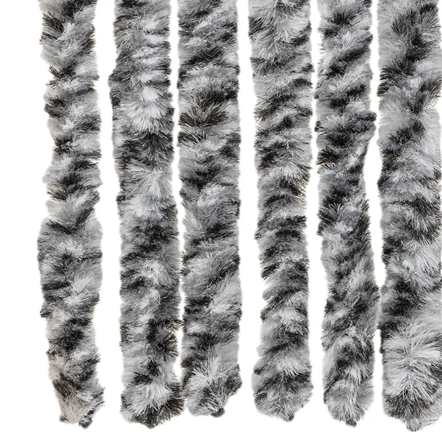 Rideau anti-mouches gris et noir et blanc 100x200 cm chenille - 5