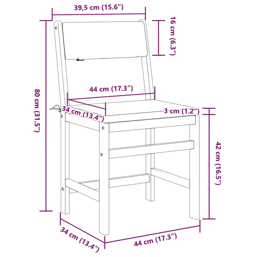 Ensemble de balcon avec coussins 3 pcs bois massif d'acacia - 12