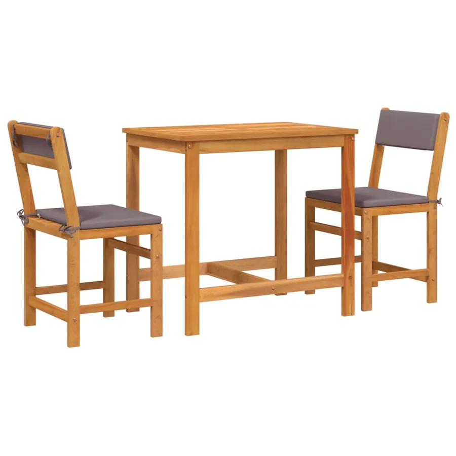 Ensemble de balcon avec coussins 3 pcs bois massif d'acacia - 2