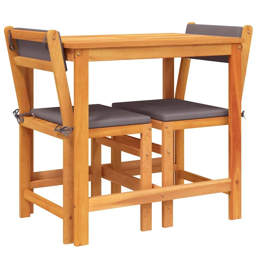 Ensemble de balcon avec coussins 3 pcs bois massif d'acacia - 8