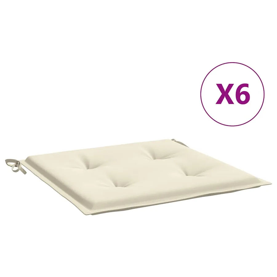 Coussins de chaise jardin lot de 6 crème 50x50x2cm tissu oxford - 2