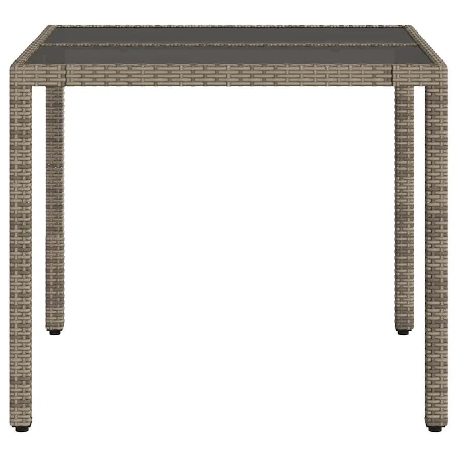 Table de jardin dessus en verre Gris 90x90x75 cm Résine tressée - 5