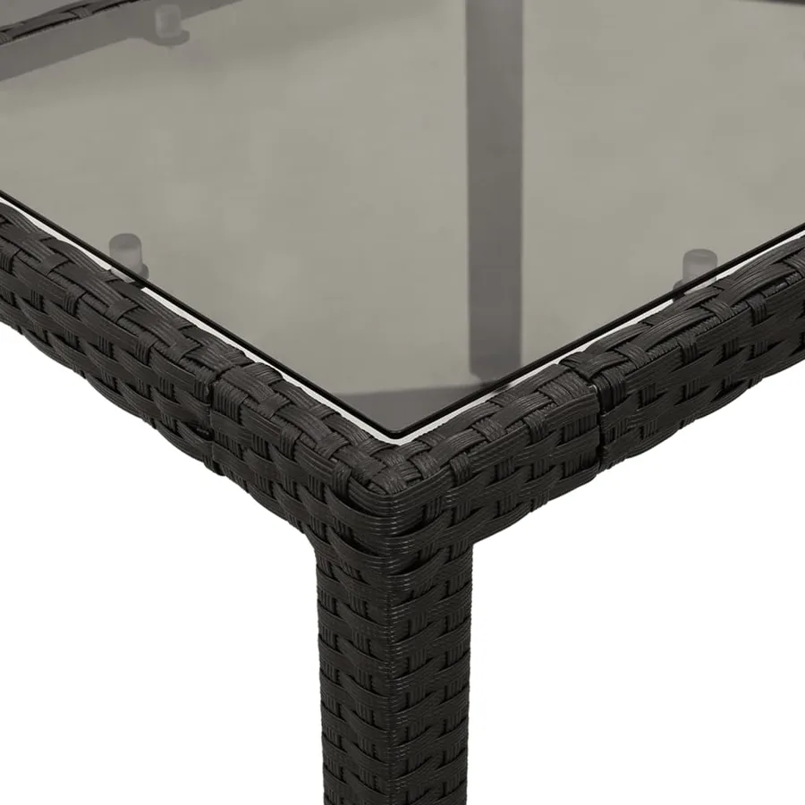 Ensemble à manger de jardin et coussins 5 pcs noir rotin verre - 6