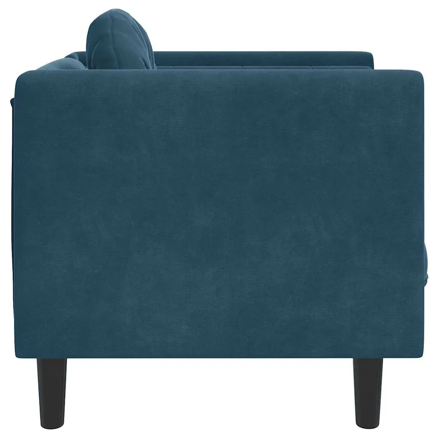 Fauteuil avec coussin bleu velours - 5