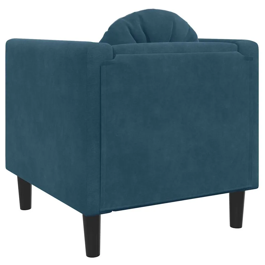 Fauteuil avec coussin bleu velours - 6