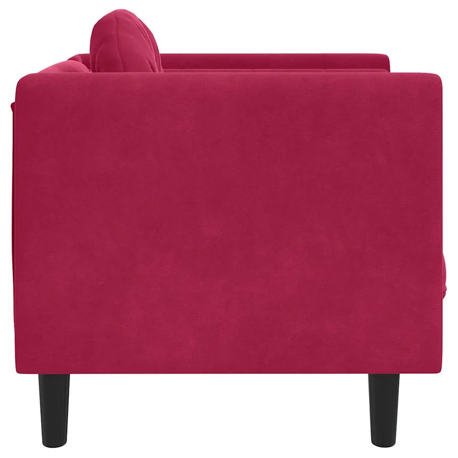 Fauteuil avec coussin rouge bordeaux velours - 5