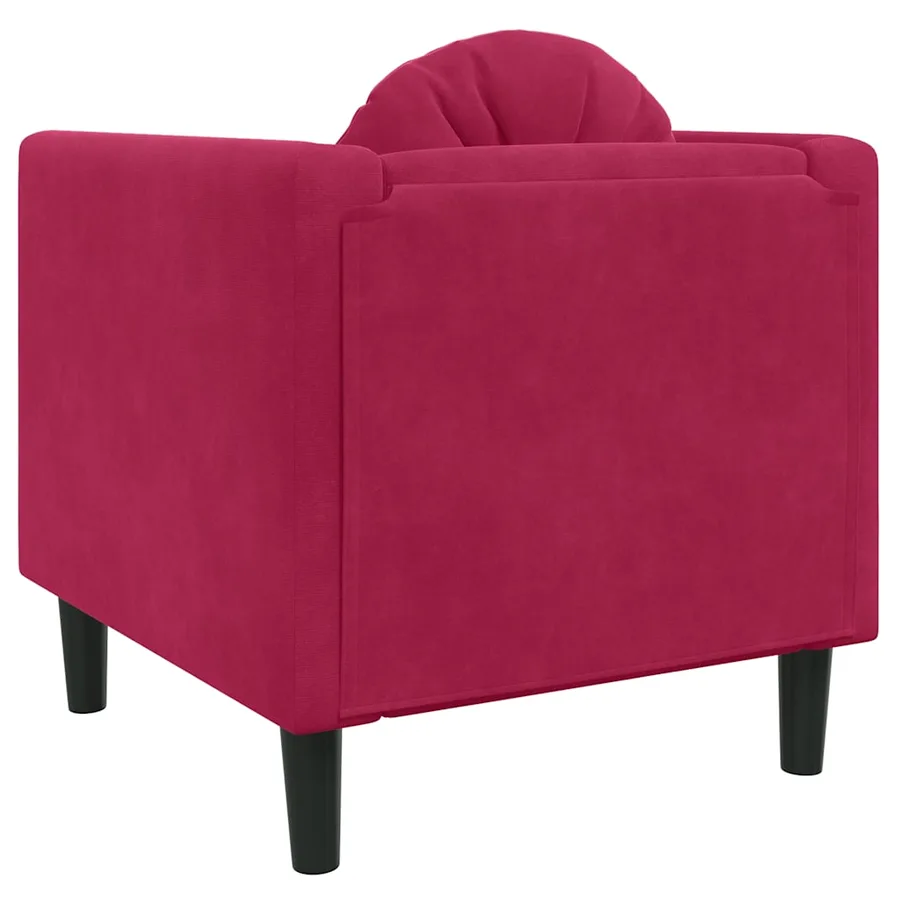 Fauteuil avec coussin rouge bordeaux velours - 6