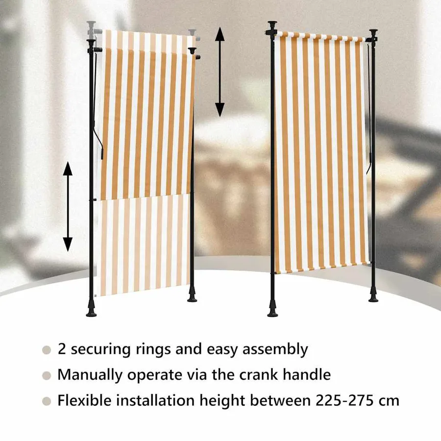 Store roulant d'extérieur orange et blanc 100x270cm tissu acier - 11