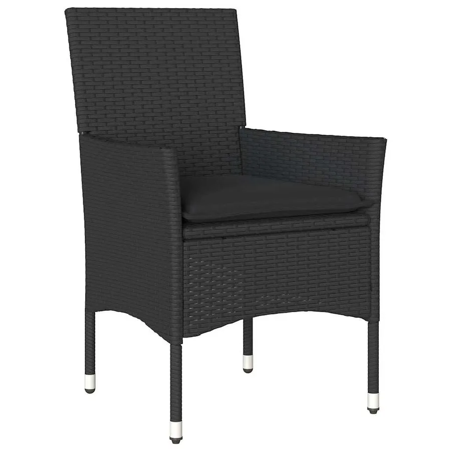 Ensemble à manger de jardin et coussins 3 pcs noir rotin acacia - 3