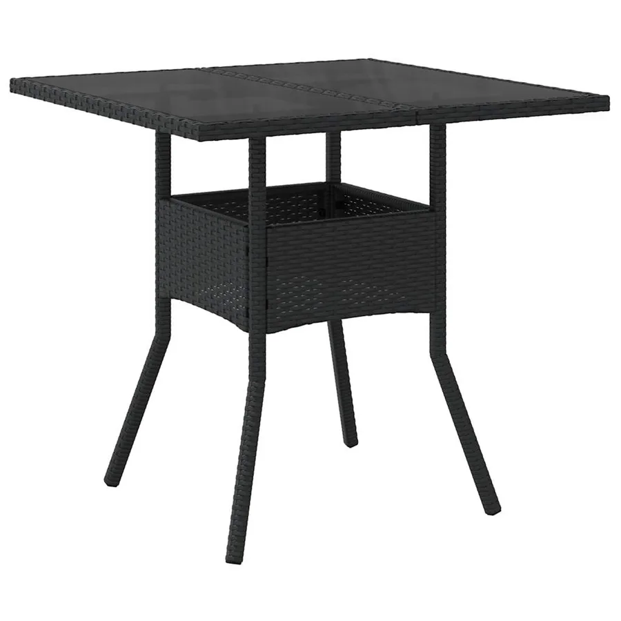 Ensemble à manger de jardin et coussins 5 pcs noir rotin verre - 4